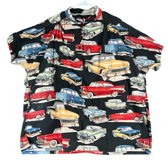 Men’s or Women’s Classic Car AOP Button Shirt Retro 50s Costume Auto Rockabilly - Picture 1 of 11